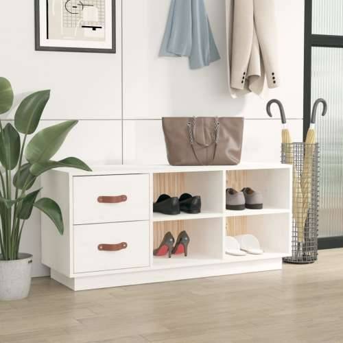 Klupa za cipele bijela 100 x 34x 45 cm od masivne borovine - Bijela 1 Cijena