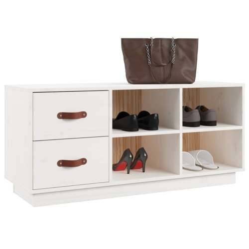 Klupa za cipele bijela 100 x 34x 45 cm od masivne borovine - Bijela 1 Cijena