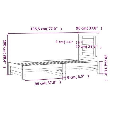 Dnevni ležaj na izvlačenje 2 x (90x190) cm od masivne borovine - Prirodna 90 x 190 cm Cijena