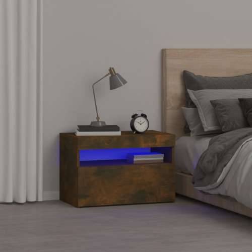 Noćni ormarić s LED svjetlima boja dimljenog hrasta 60x35x40 cm - Dimljeni hrast 1 Cijena