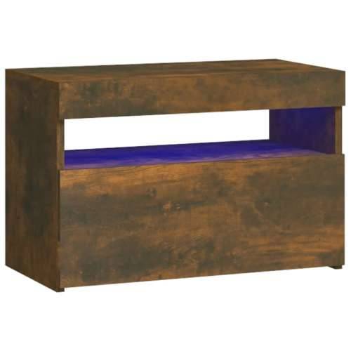 Noćni ormarić s LED svjetlima boja dimljenog hrasta 60x35x40 cm - Dimljeni hrast 1 Cijena