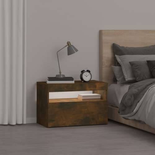 Noćni ormarić s LED svjetlima boja dimljenog hrasta 60x35x40 cm - Dimljeni hrast 1 Cijena
