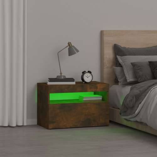Noćni ormarić s LED svjetlima boja dimljenog hrasta 60x35x40 cm - Dimljeni hrast 1 Cijena