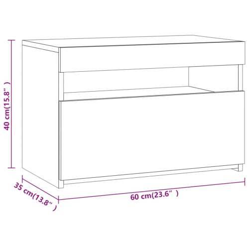 Noćni ormarić s LED svjetlima boja dimljenog hrasta 60x35x40 cm - Dimljeni hrast 1 Cijena