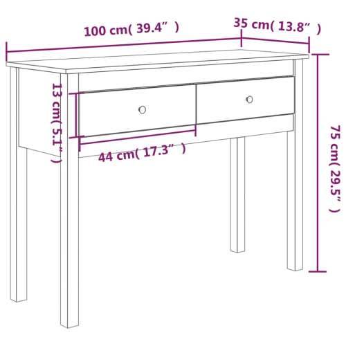 Konzolni stol boja meda 100x35x75 cm od masivne borovine - boja meda 1 100 cm Cijena