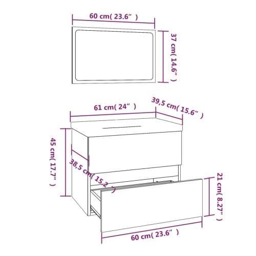 Set kupaonskog namještaja boja hrasta sonome konstruirano drvo - Sivi hrast sonoma 60 x 38.5 x 45 cm 1 2 Cijena