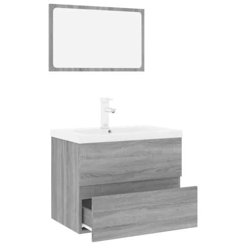 Set kupaonskog namještaja boja hrasta sonome konstruirano drvo - Sivi hrast sonoma 60 x 38.5 x 45 cm Sa slavinom 1 Cijena