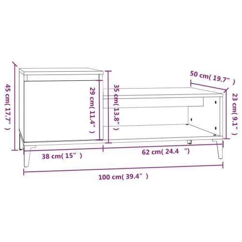 Stolić za kavu bijeli 100 x 50 x 45 cm od konstruiranog drva - Bijela 1 Cijena
