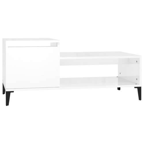 Stolić za kavu sjajni bijeli 100x50x45 cm od konstruiranog drva - Visoko sjajno bijela 1 Cijena