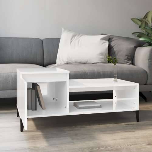Stolić za kavu sjajni bijeli 100x50x45 cm od konstruiranog drva - Visoko sjajno bijela 1 Cijena