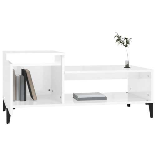 Stolić za kavu sjajni bijeli 100x50x45 cm od konstruiranog drva - Visoko sjajno bijela 1 Cijena