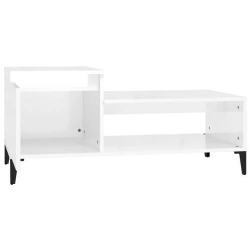 Stolić za kavu sjajni bijeli 100x50x45 cm od konstruiranog drva - Visoko sjajno bijela 1 Cijena