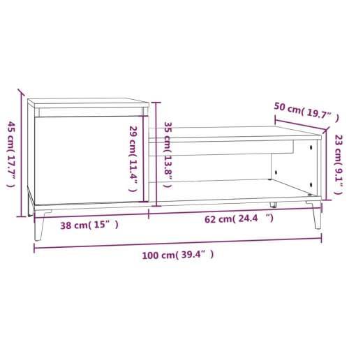 Stolić za kavu boja hrasta 100x50x45 cm konstruirano drvo - Dimljeni hrast 1 Cijena