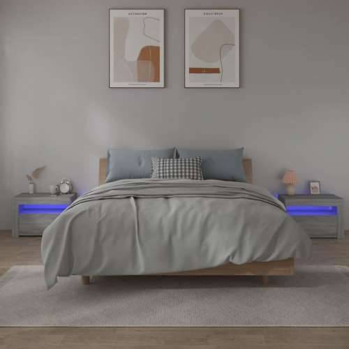 Noćni ormarići 2 kom s LED svjetlima boja hrasta 60x35x40 cm - Sivi hrast sonoma 2 Cijena