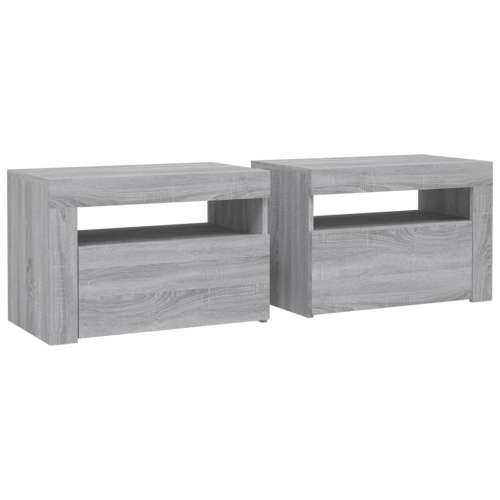 Noćni ormarići 2 kom s LED svjetlima boja hrasta 60x35x40 cm - Sivi hrast sonoma 2 Cijena