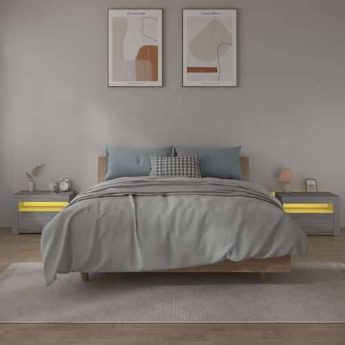 Noćni ormarići 2 kom s LED svjetlima boja hrasta 60x35x40 cm - Sivi hrast sonoma 2 Cijena