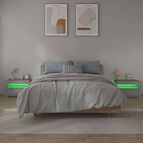 Noćni ormarići 2 kom s LED svjetlima boja hrasta 60x35x40 cm - Sivi hrast sonoma 2 Cijena