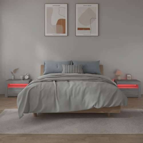 Noćni ormarići 2 kom s LED svjetlima boja hrasta 60x35x40 cm - Sivi hrast sonoma 2 Cijena