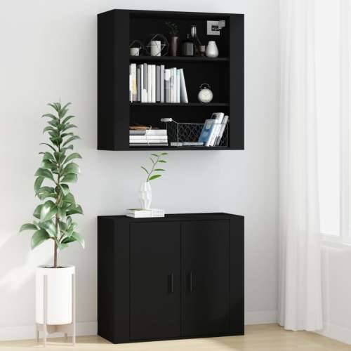 Zidni ormarić crni 80 x 33 x 80 cm od konstruiranog drva - Crna 1 Cijena
