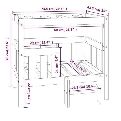 Krevet za pse sivi 75,5 x 63,5 x 70 cm od masivne borovine Cijena