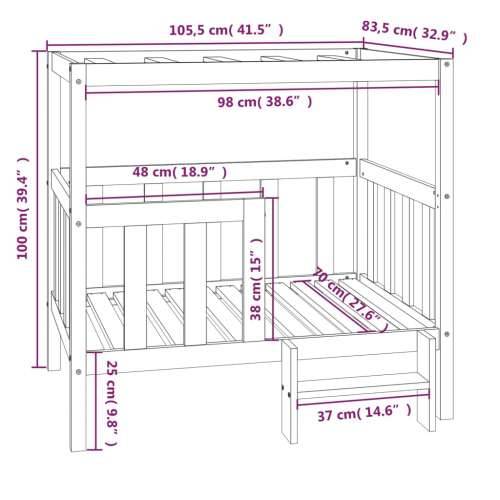 Krevet za pse sivi 105,5 x 83,5 x 100 cm od masivne borovine Cijena