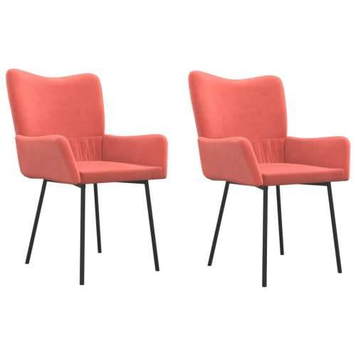 Blagovaonske stolice 2 kom ružičaste baršunaste Cijena