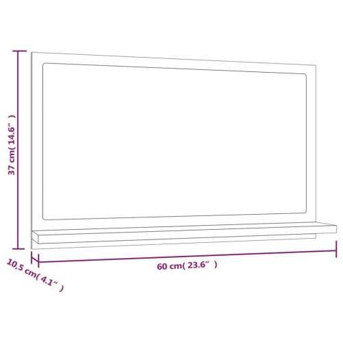 Kupaonsko ogledalo boja sivog hrasta 60 x 10,5x 37 cm drveno - Sivi hrast sonoma 60 x 10.5 x 37 cm 1 Cijena