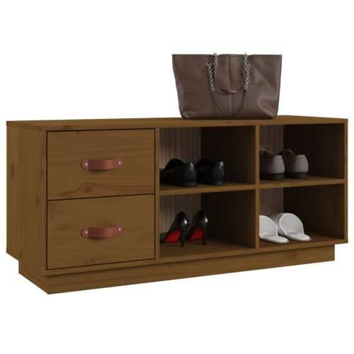 Klupa za cipele boja meda 100 x 34 x 45 cm od masivne borovine - boja meda 1 Cijena