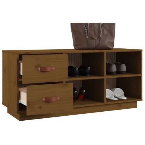 Klupa za cipele boja meda 100 x 34 x 45 cm od masivne borovine - boja meda 1 Cijena