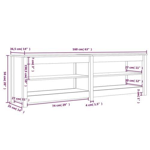 Klupa za cipele 160 x 36,5 x 50 cm od masivne borovine - Prirodna 1 Cijena