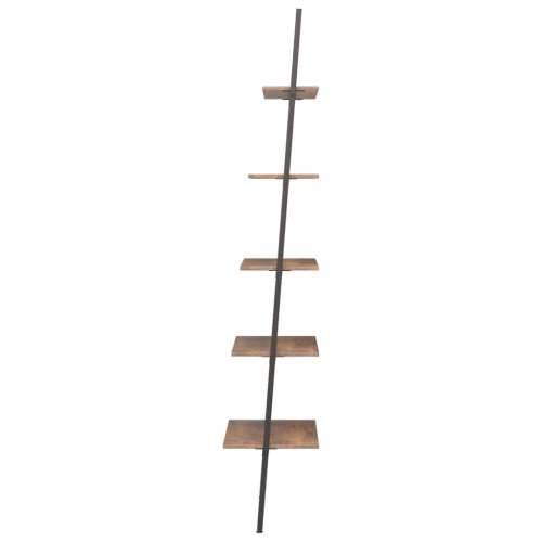 Naslanjajuće police s 5 razina tamnosmeđe-crne 64x34x185,5 cm - Tamno smeđa 1 185.5 cm Cijena