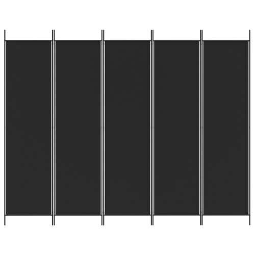 Sobna pregrada s 5 panela crna 250x200 cm od tkanine Cijena