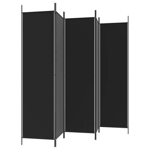 Sobna pregrada s 5 panela crna 250x200 cm od tkanine Cijena