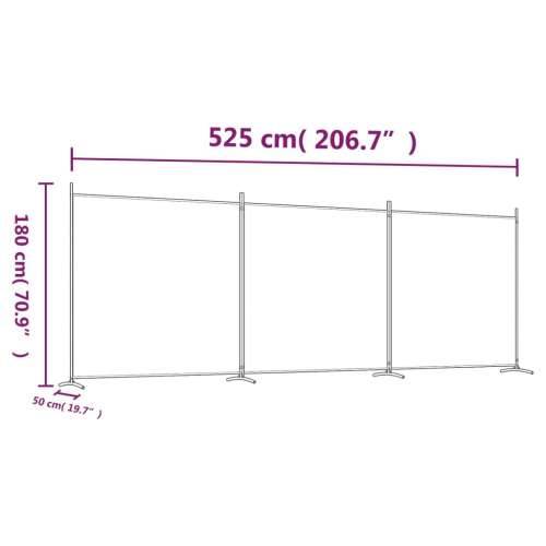 Paravan - Sobna pregrada s 3 panela crna 525x180 cm od tkanine - Crna 525 x 180 cm 1 3 Cijena