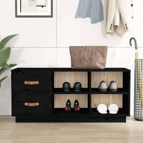 Klupa za cipele crna 100 x 34 x 45 cm od masivne borovine - Crna 1 Cijena