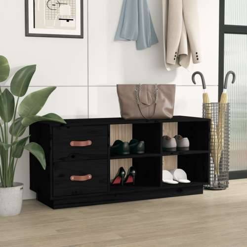 Klupa za cipele crna 100 x 34 x 45 cm od masivne borovine - Crna 1 Cijena