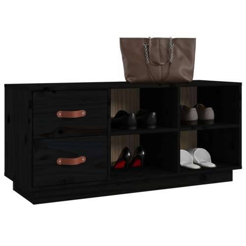 Klupa za cipele crna 100 x 34 x 45 cm od masivne borovine - Crna 1 Cijena