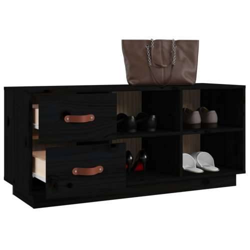 Klupa za cipele crna 100 x 34 x 45 cm od masivne borovine - Crna 1 Cijena
