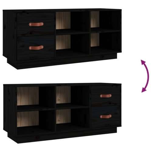 Klupa za cipele crna 100 x 34 x 45 cm od masivne borovine - Crna 1 Cijena