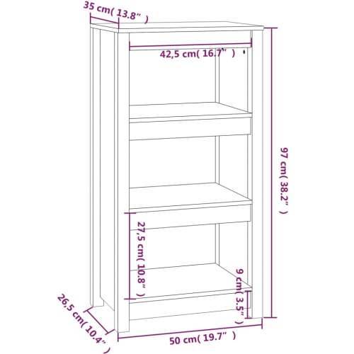 Ormarić za knjige Crna 50 x 35 x 97 cm od masivne borovine - Crna 1 97 cm 50 cm Cijena