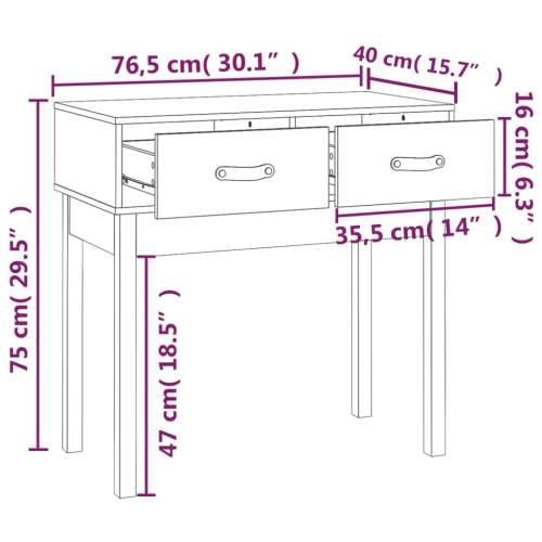 Konzolni stol bijeli 76,5 x 40 x 75 cm od masivne borovine - Bijela 1 76.5 cm Cijena