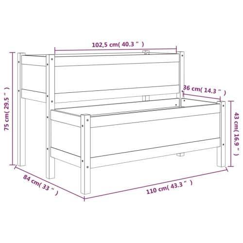 Sadilica siva 110 x 84 x 75 cm od masivne borovine - Siva 110 x 84 x 75 cm 1 Cijena