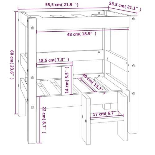 Krevet za pse sivi 55,5x53,5x60 cm od masivne borovine Cijena