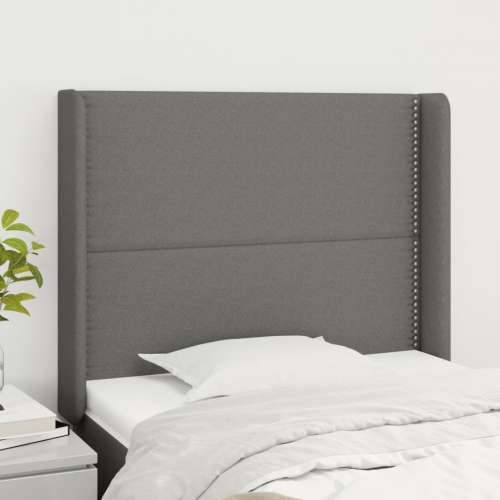 Uzglavlje s ušima tamnosivo 93x16x118/128 cm od tkanine - Tamno siva 93 x 16 x 118/128 cm 1 Cijena