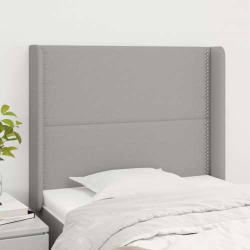 Uzglavlje s ušima svjetlosivo 103x16x118/128 cm od tkanine - Svjetlosiva 103 x 16 x 118/128 cm 1 Cijena