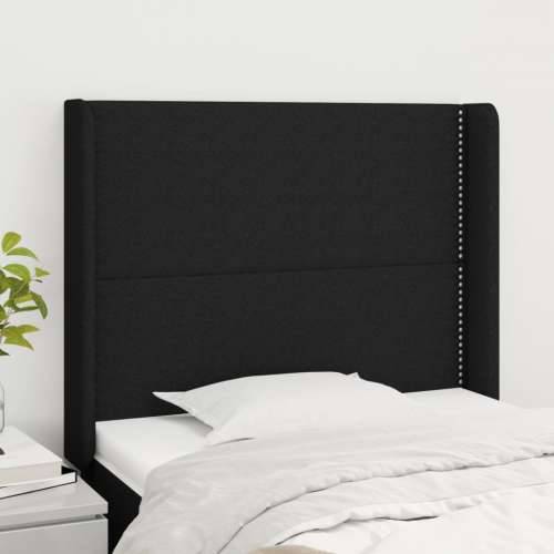 Uzglavlje s ušima crno 103x16x118/128 cm od tkanine - Crna 103 x 16 x 118/128 cm 1 Cijena