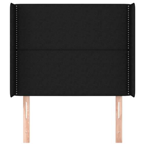 Uzglavlje s ušima crno 103x16x118/128 cm od tkanine - Crna 103 x 16 x 118/128 cm 1 Cijena