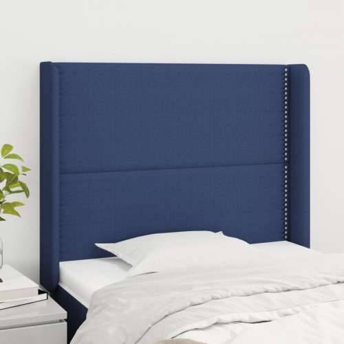 Uzglavlje s ušima plavo 103x16x118/128 cm od tkanine - Plava 103 x 16 x 118/128 cm 1 Cijena