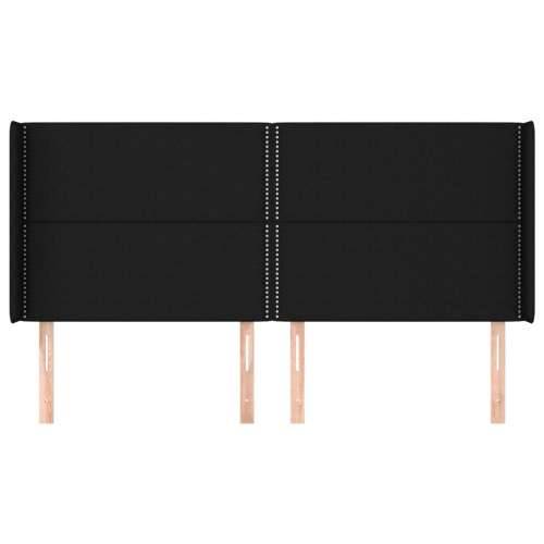 Uzglavlje s ušima crno 163x16x118/128 cm od tkanine - Crna 163 x 16 x 118/128 cm 1 Cijena