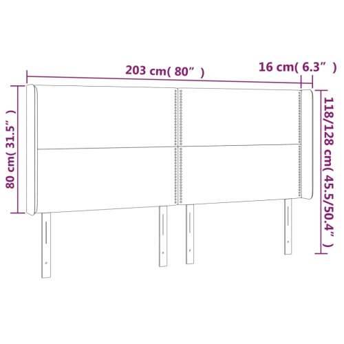 Uzglavlje s ušima svjetlosivo 203x16x118/128 cm od tkanine - Svjetlosiva 203 x 16 x 118/128 cm 1 Cijena